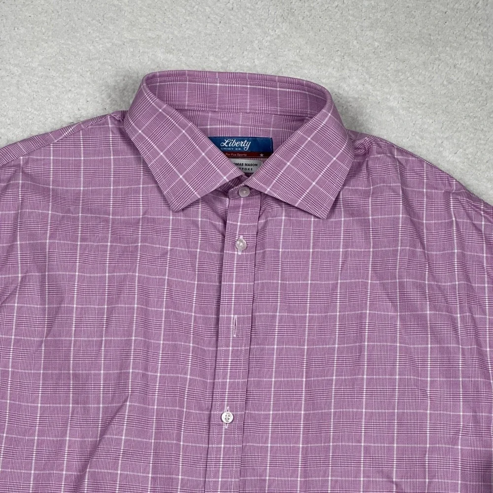 Liberty Shirt Co Thomas Mason Bespoke Purple Plaid Dress Shirt‎ Men's Size 3XL